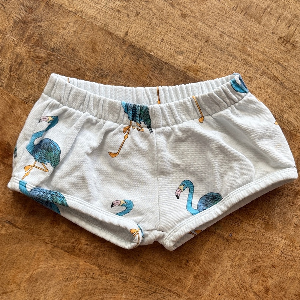 Blue Flamingo Print Shorty Shorts || Hugo Loves Tiki